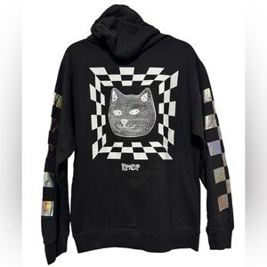 Ripndip Black Hoodie with Holographic Accents. Oversized Small